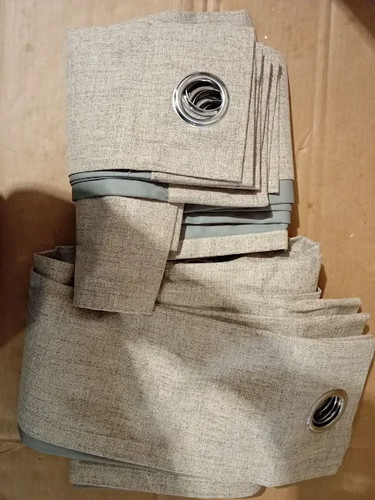 Grey stitched eyelet curtains - stitched,